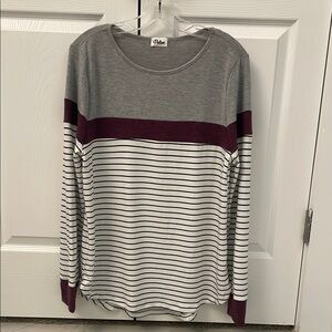 Pulse Gray and Purple Striped Long Sleeve Top